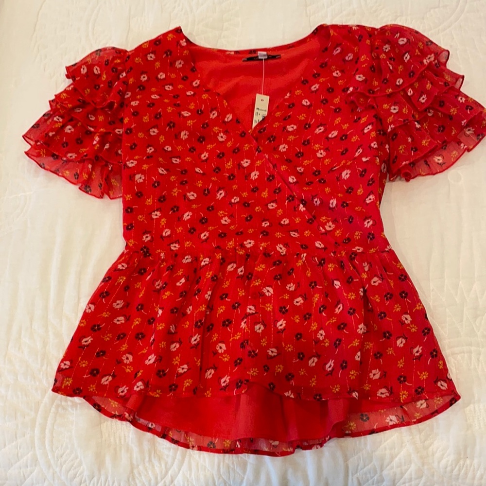 Madewell red blouse